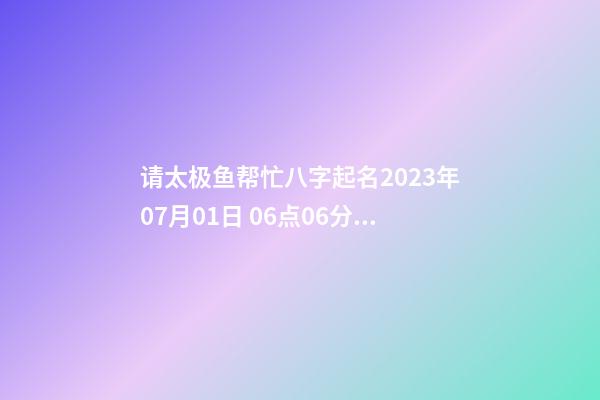 请太极鱼帮忙八字起名2023年07月01日 06点06分，男孩